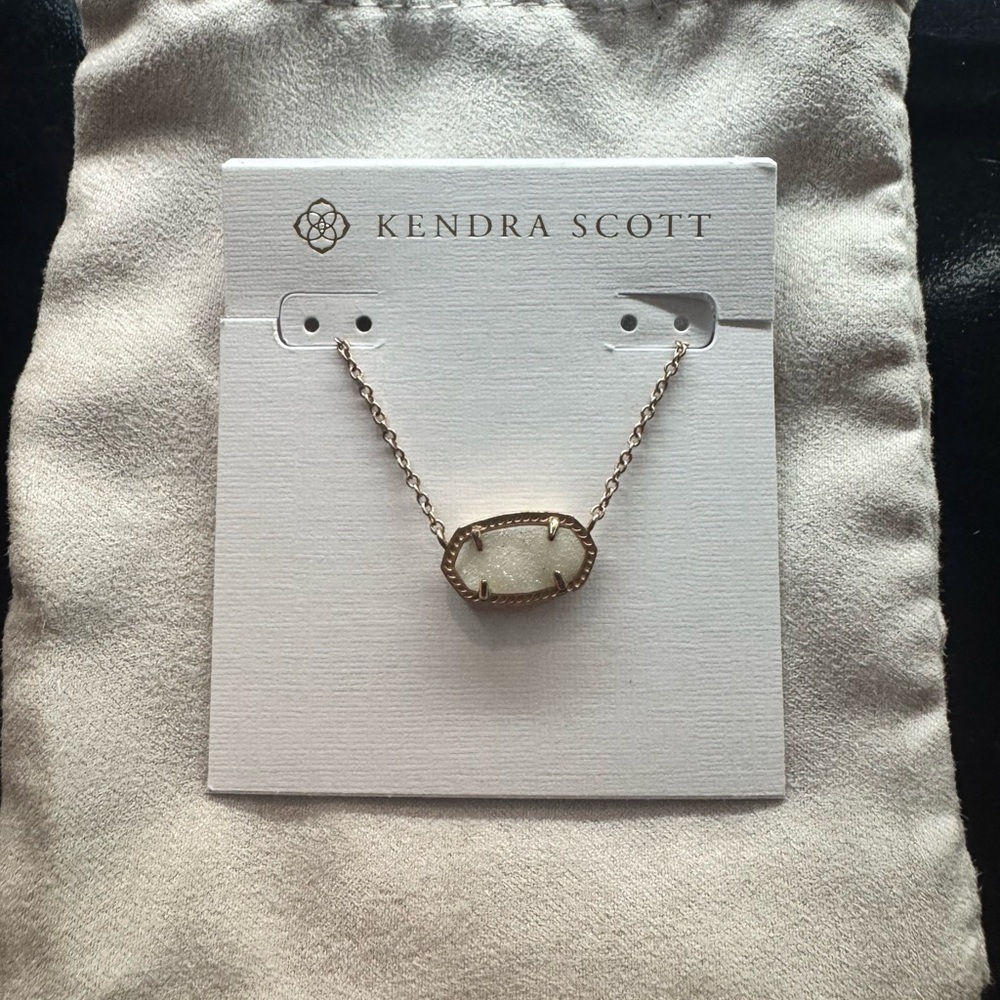 Kendra Scott Rose Gold Necklace with White Stone